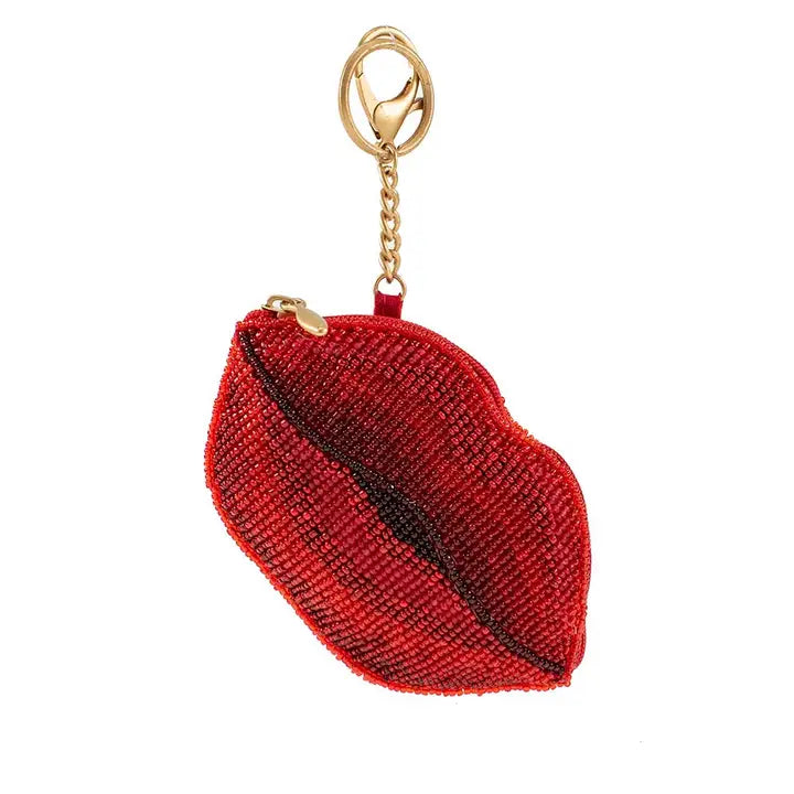 Xoxo Beaded Lips Coin Purse/Key Fob