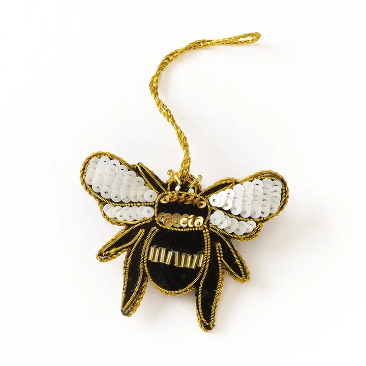 Larissa Plush Bee Beaded Felt Ornament