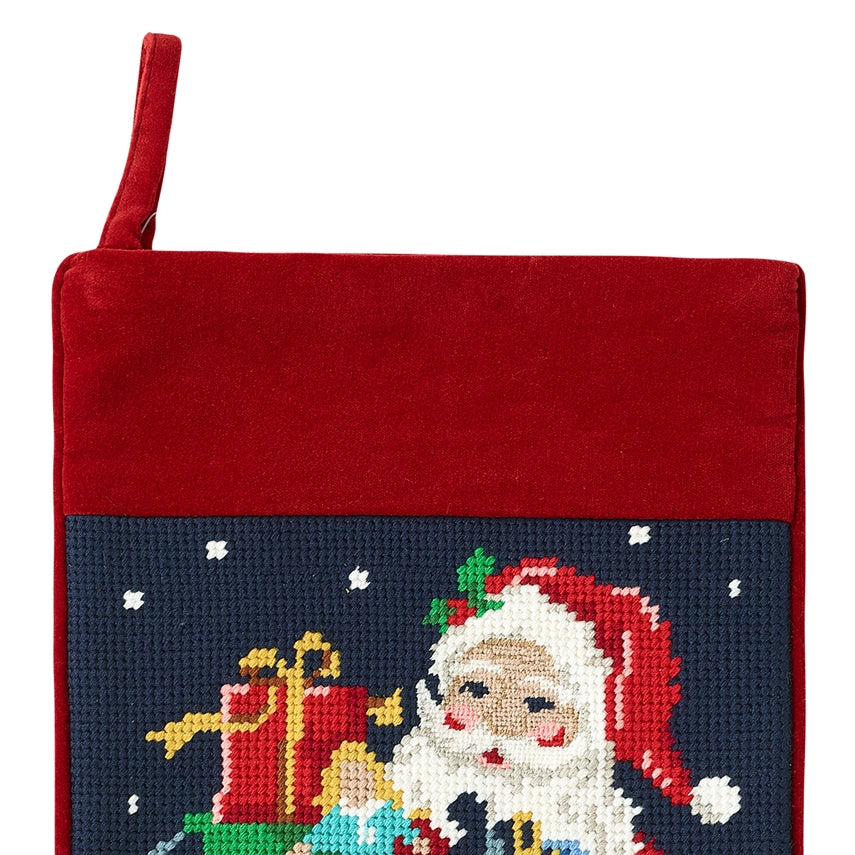 Santa With Toys Embroidered Stocking