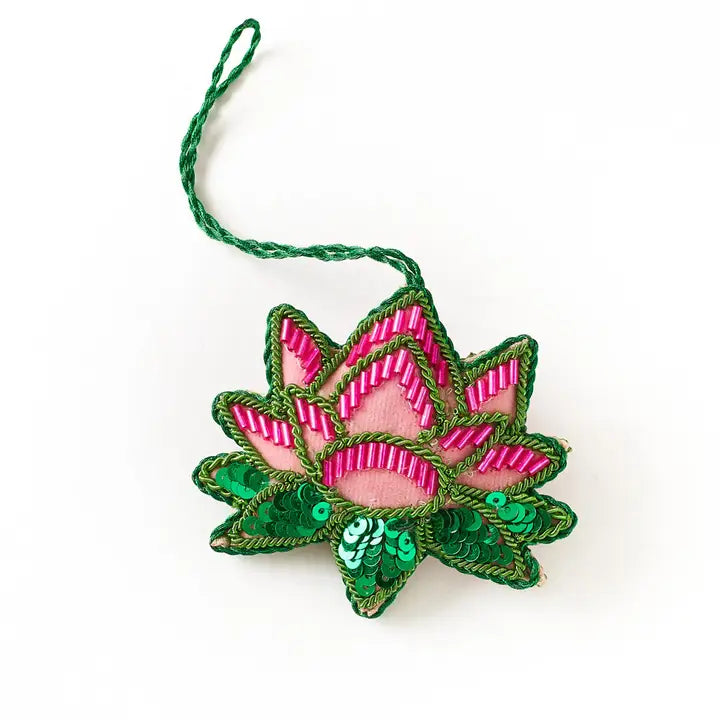 Larissa Plush Lotus Beaded Felt Ornament