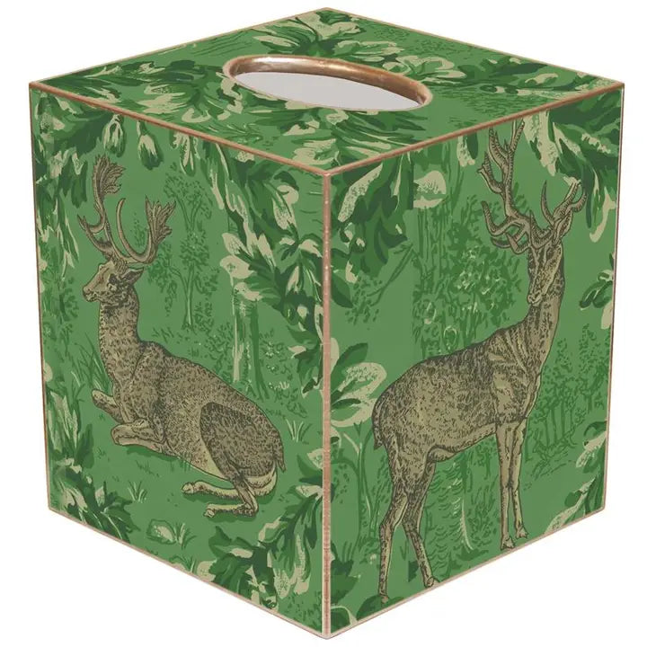Woodland Deer Green Garland Tissue Box Cover
