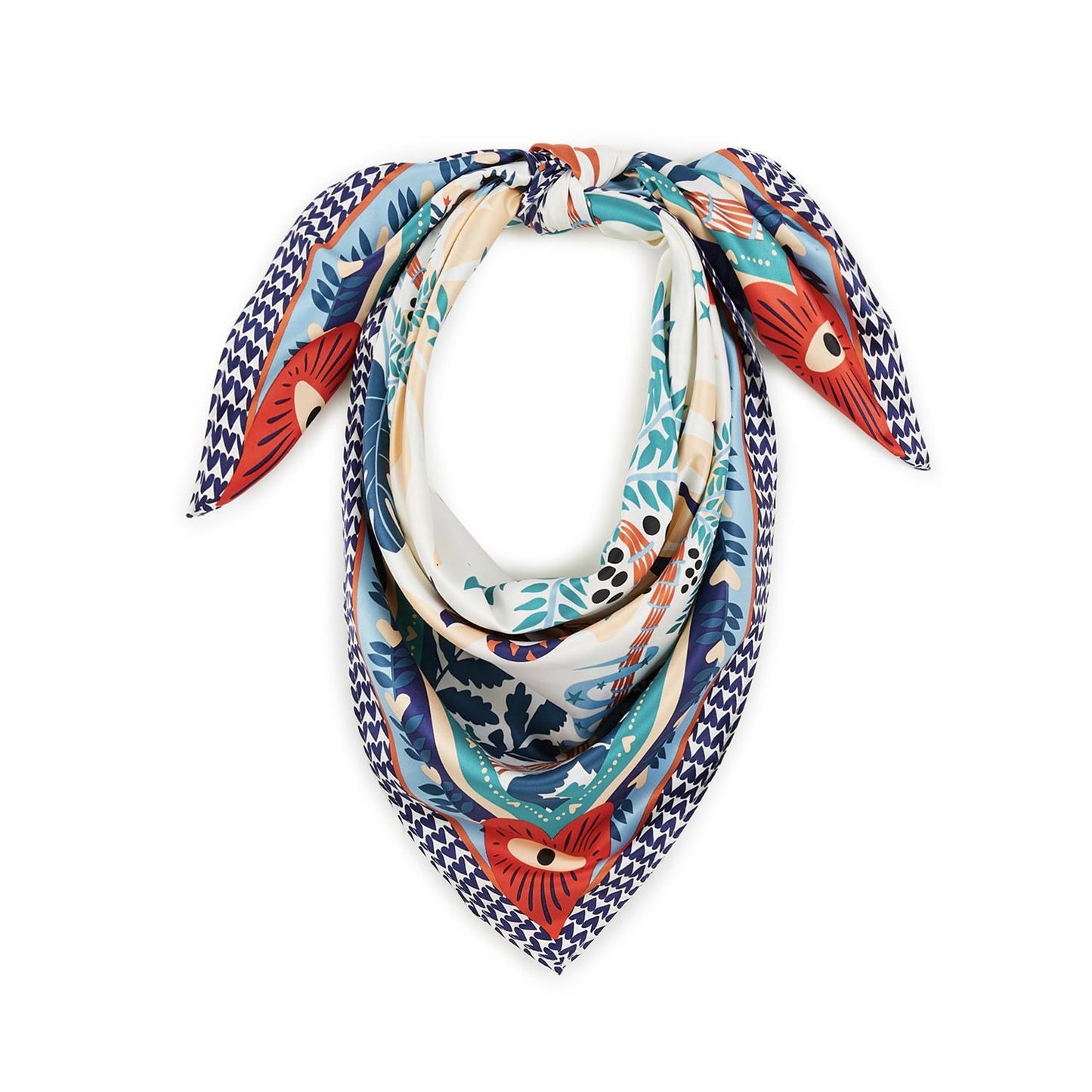 Ciao Amore Print Blue Medium Square Scarf