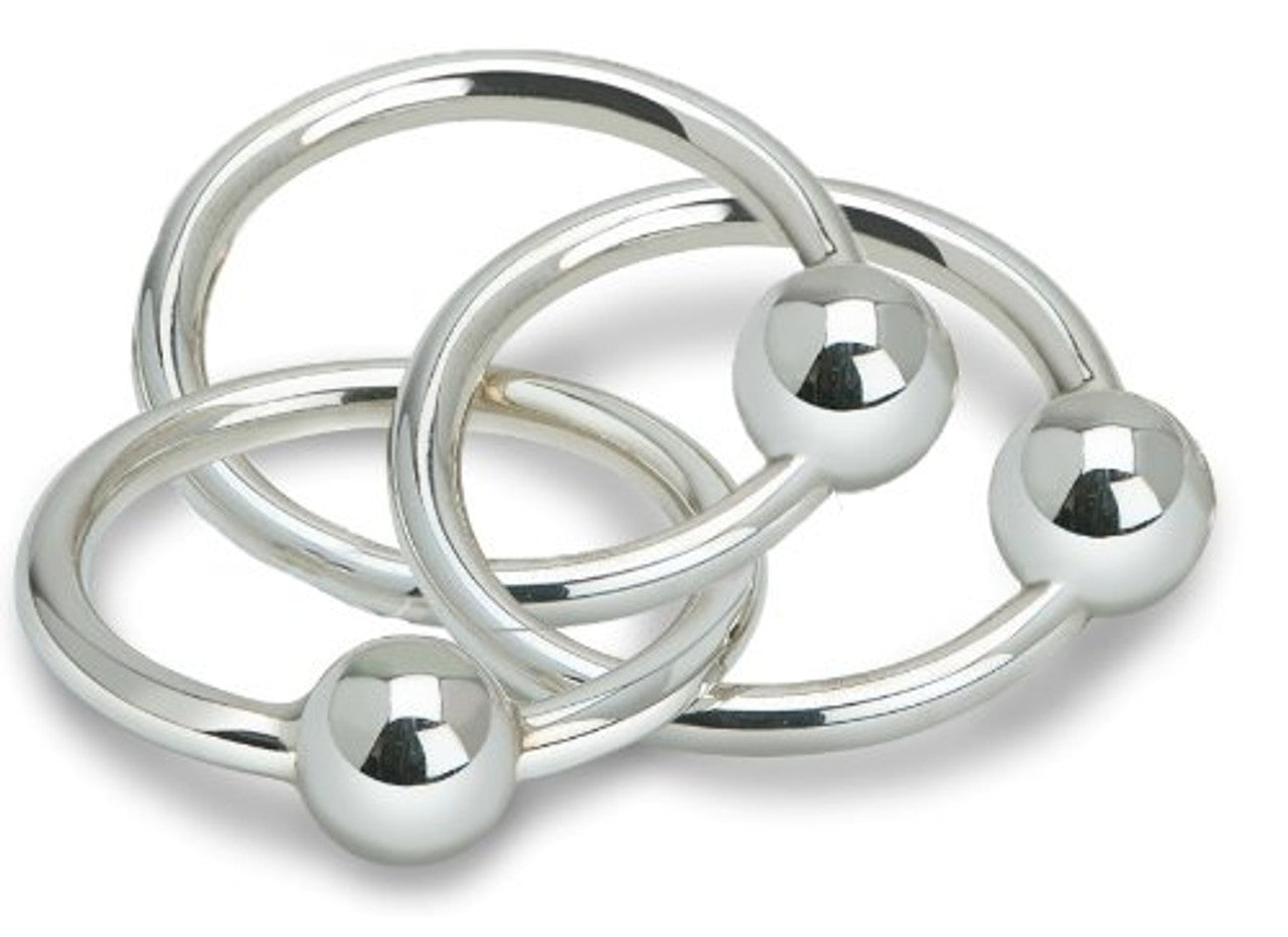3 Ring Ball Sterling Silver Baby Teething Rattle