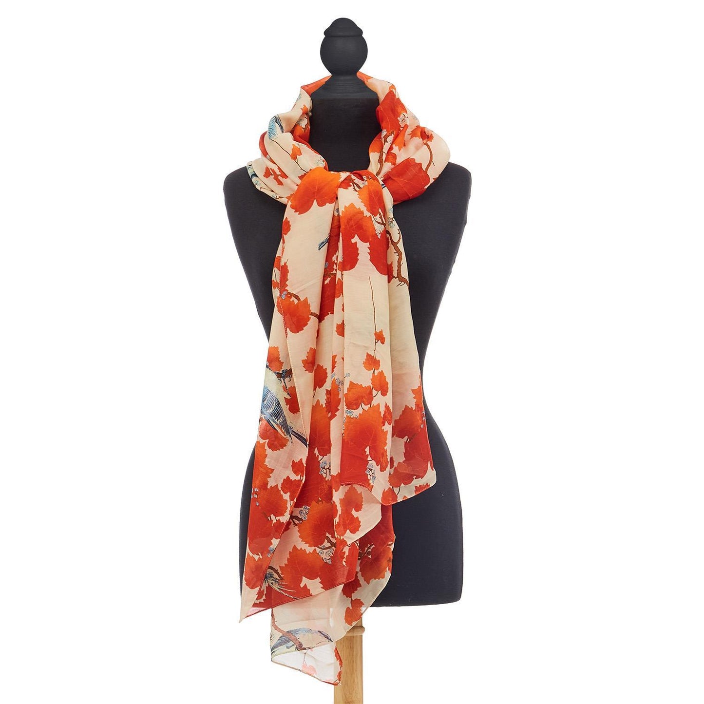 Blossom Branch Print Red Scarf