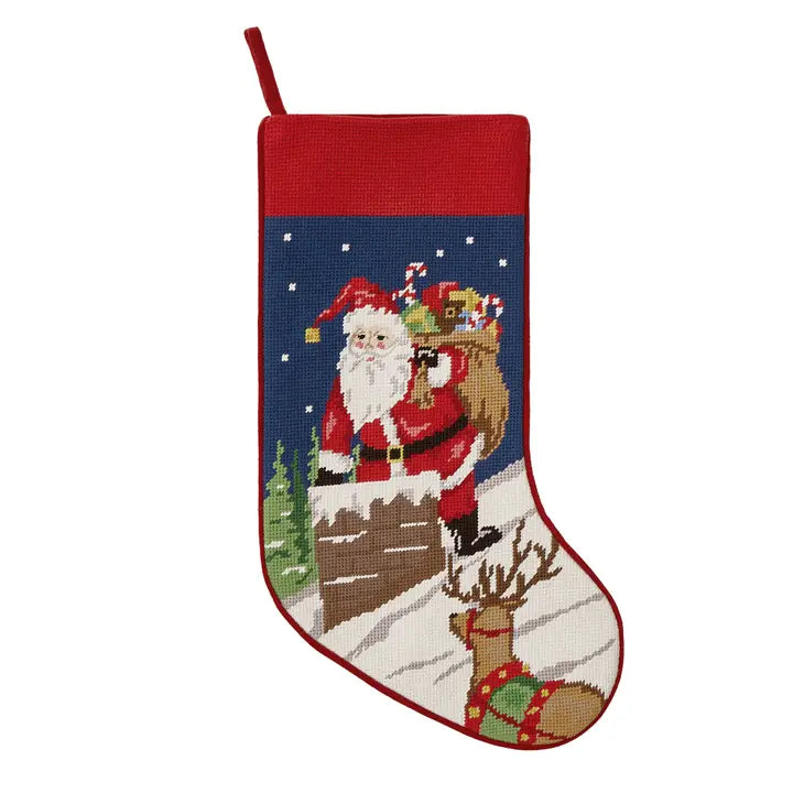 Santa Chimney Embroidered Stocking