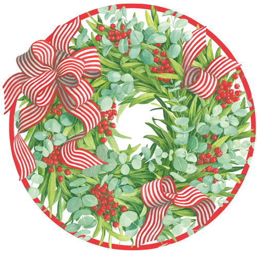 Ribbon Stripe Wreath Placemat Die Cut-Single