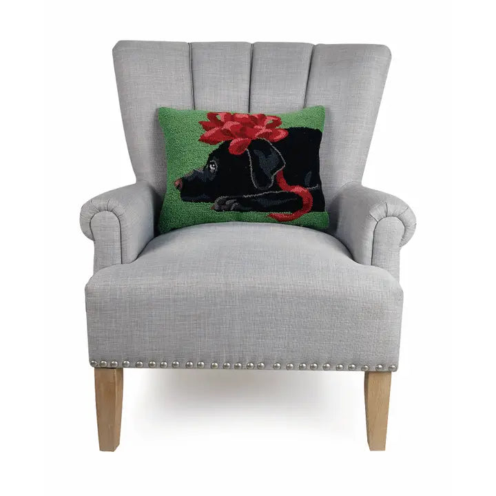 Black Lab Bow Hook Pillow