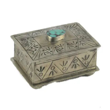 Small Stamped Box with Turquoise