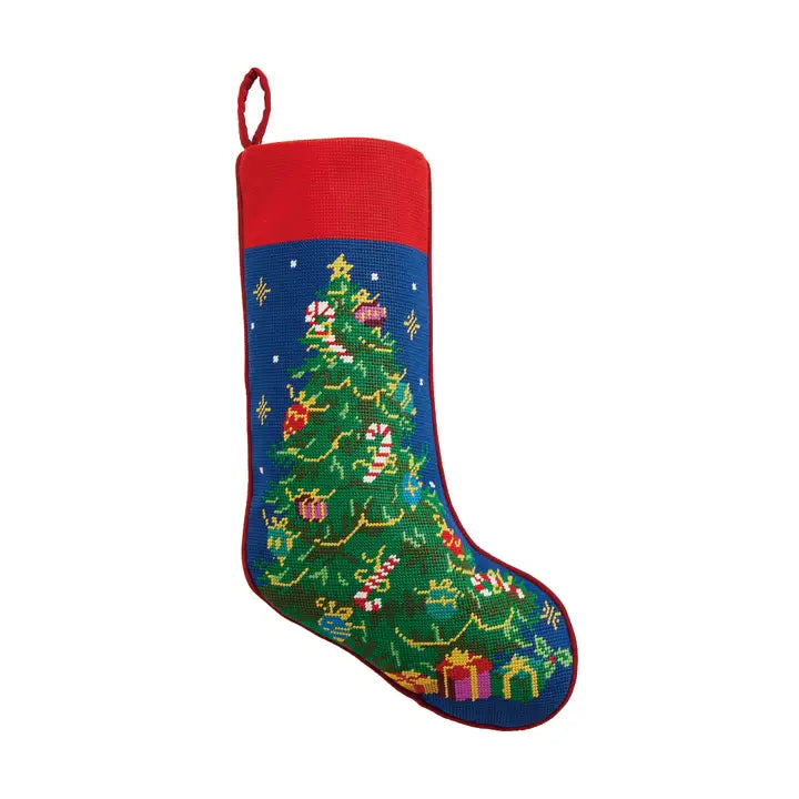 Christmas Tree Embroidered Stocking