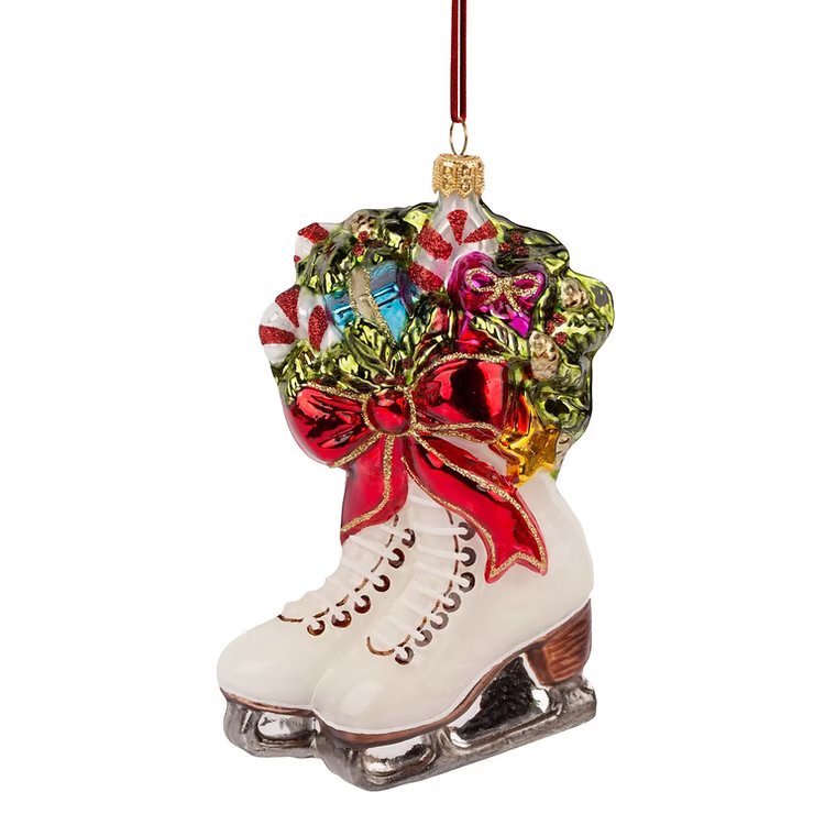Ice Skates With A Red Bow Ornament