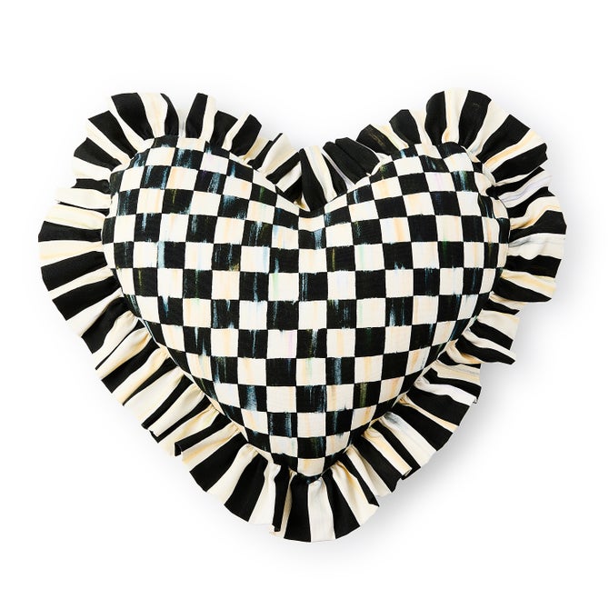 Courtly Heart Throw Pillow With Ruffle