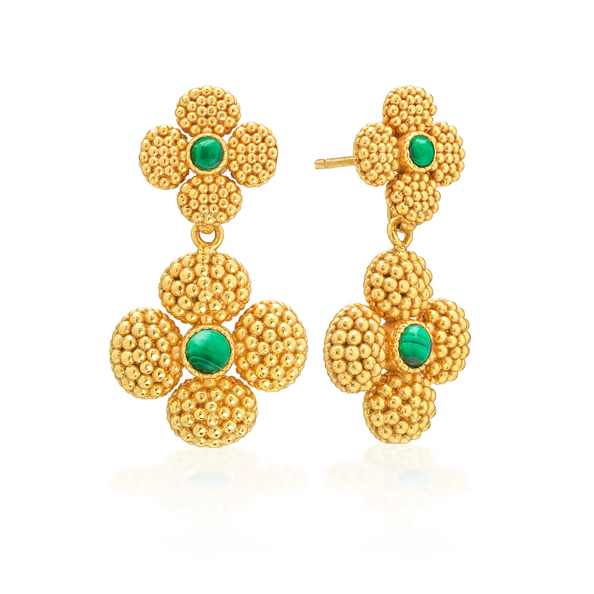 Berry Clover Convertible Duo Earrings - Malachite