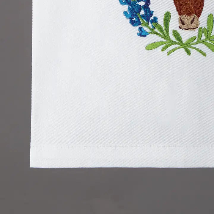 Blue Bonnet Long-Horn Kitchen Towel