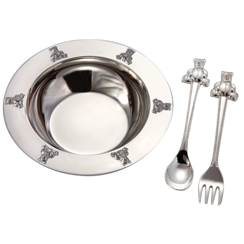 Bear Bowl, Spoon, Fork Set