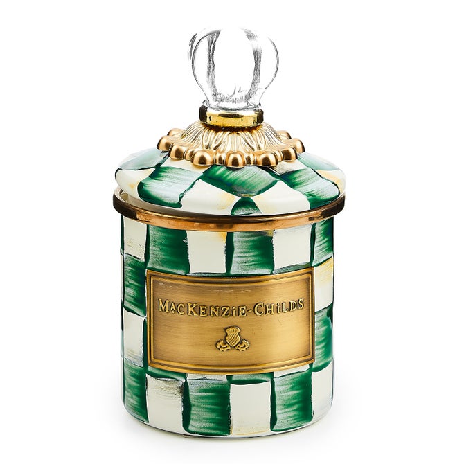 Emerald Check Enamel Canisters
