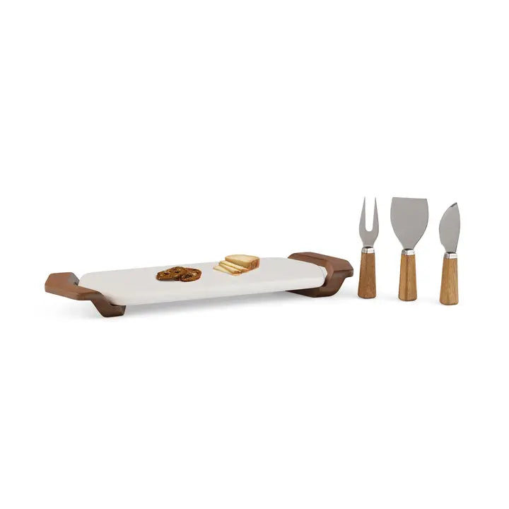 Chevron Cheese Tray w/ Knives