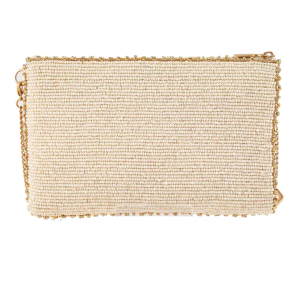 Heart Burst Beaded Red Heart with Ivory Crossbody Phone Bag