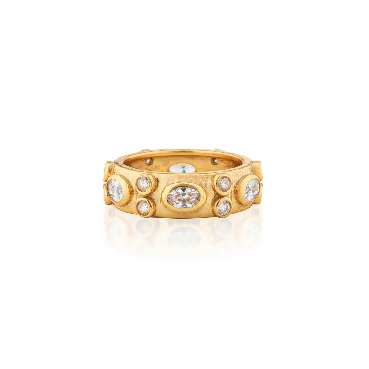 Maharani Hammered Ring - Clear Cubic Zirconia