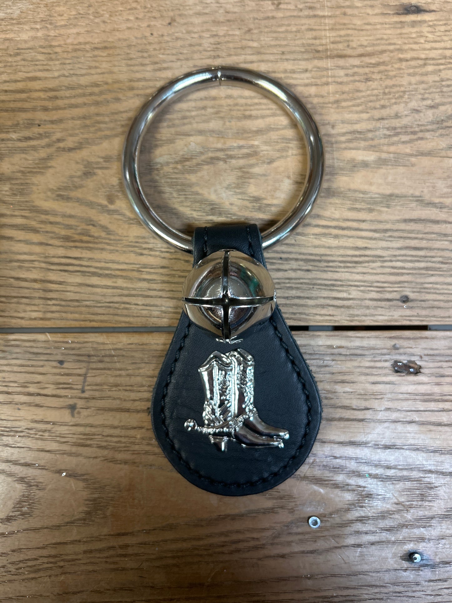 Cowboy Boots Charm on Leather Teardrop