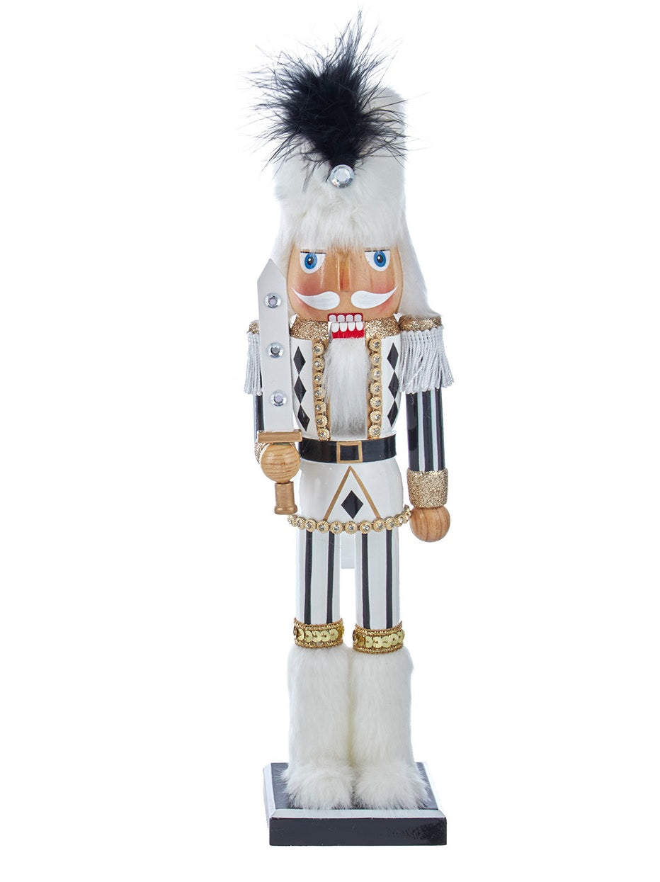 Black, White & Gold Nutcracker 15"