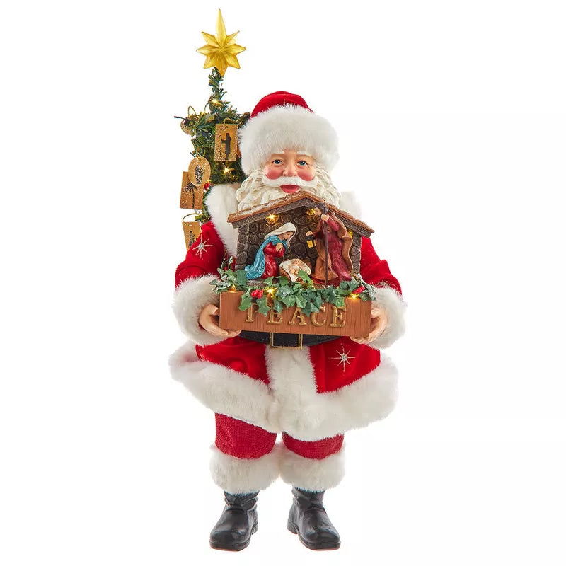 Santa w/Nativity Set LED 13"