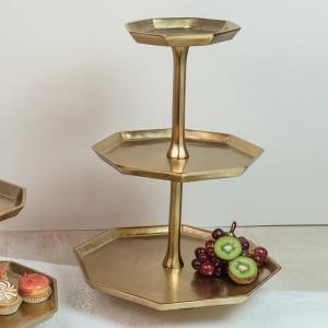 Gilded Octagon 2-Tier Stand