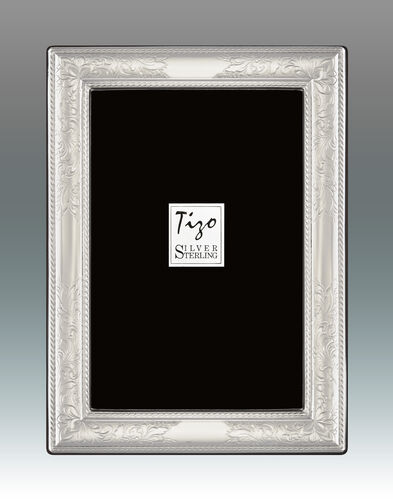 Floral Engraved Braid Border Sterling Frame