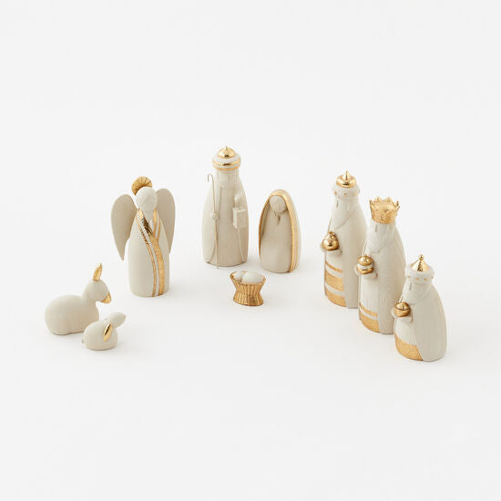 Nativity White/Gold Set of 9