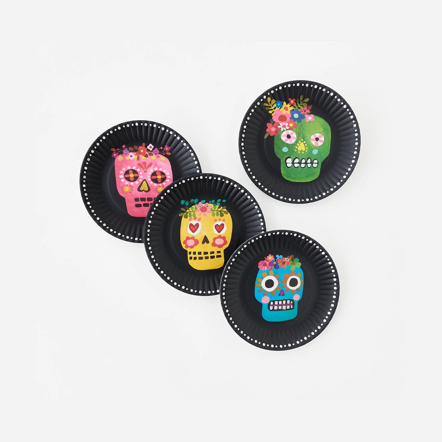 Sugar Skull "Paper" Plate Set of 4 7.5"