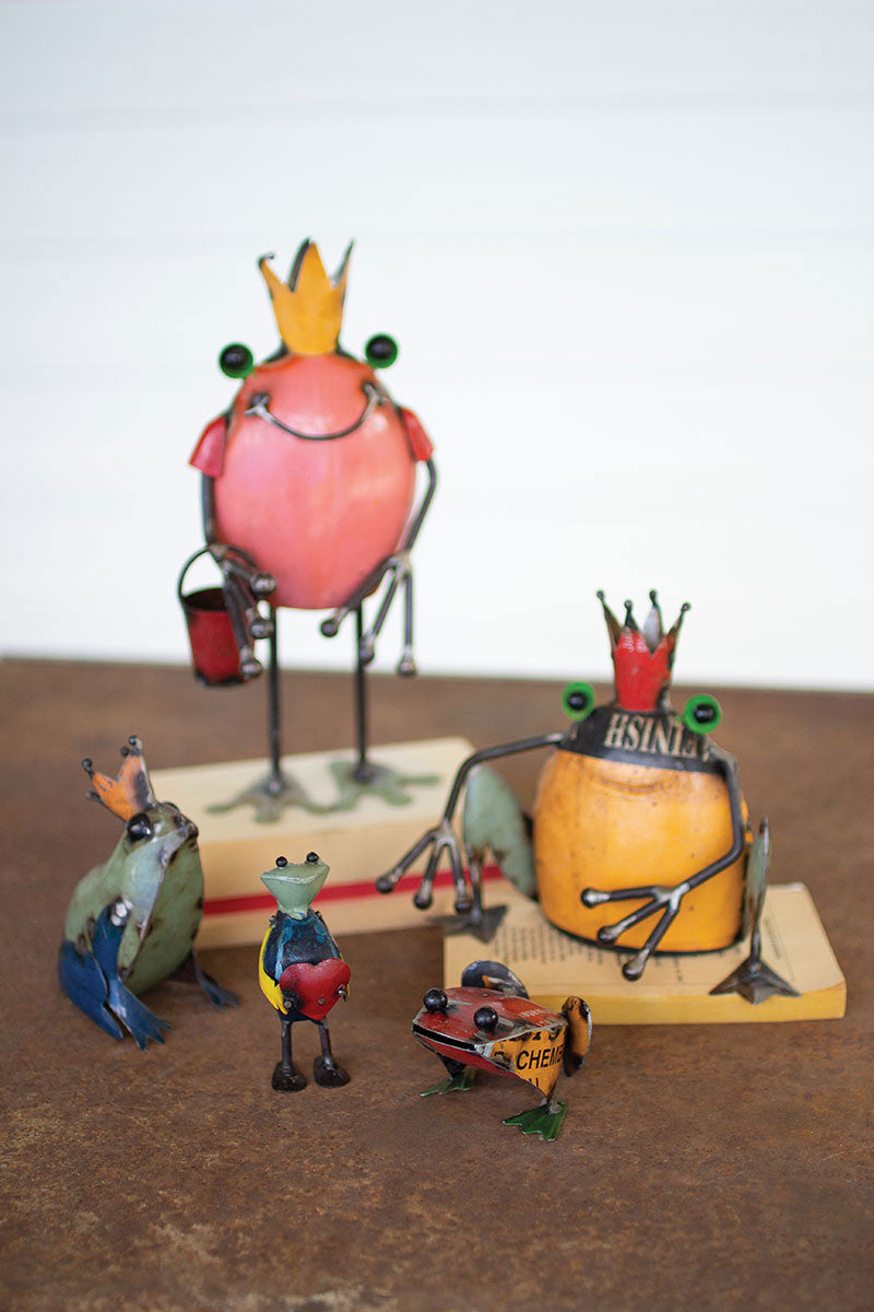 Recycled Iron Frogs Set of 5