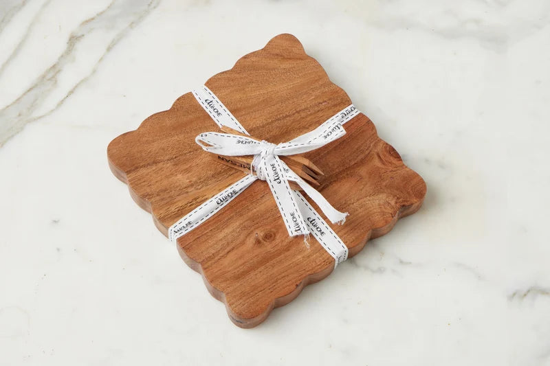 Square Scalloped Cheese Board with Cheese Markers