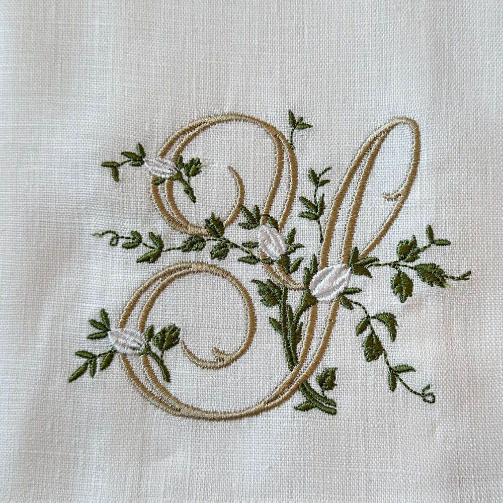 Floral Monogram Linen Towel