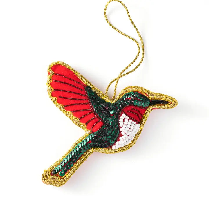 Larissa Plush Hummingbird Beaded Fabric Ornament