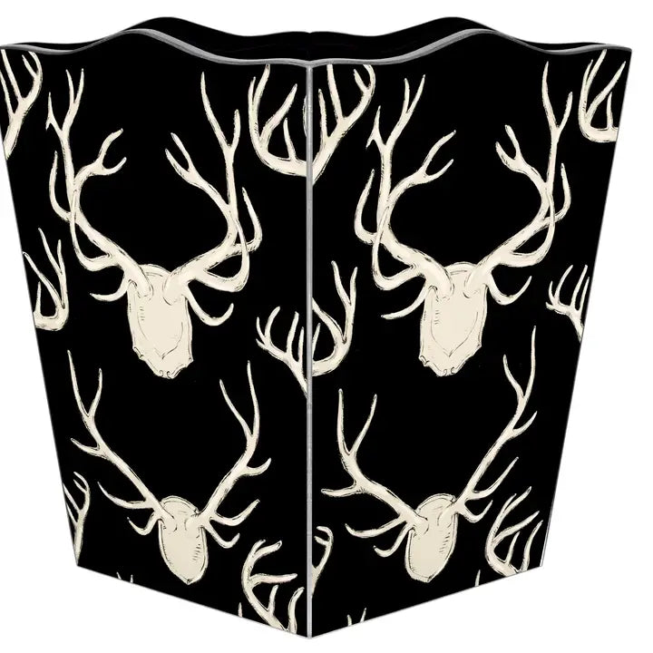 Black Deer Antler Wastepaper Basket