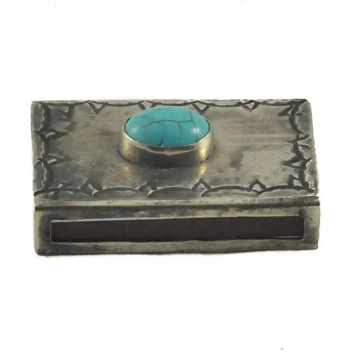 Small Stamped Matchbox with Turquoise