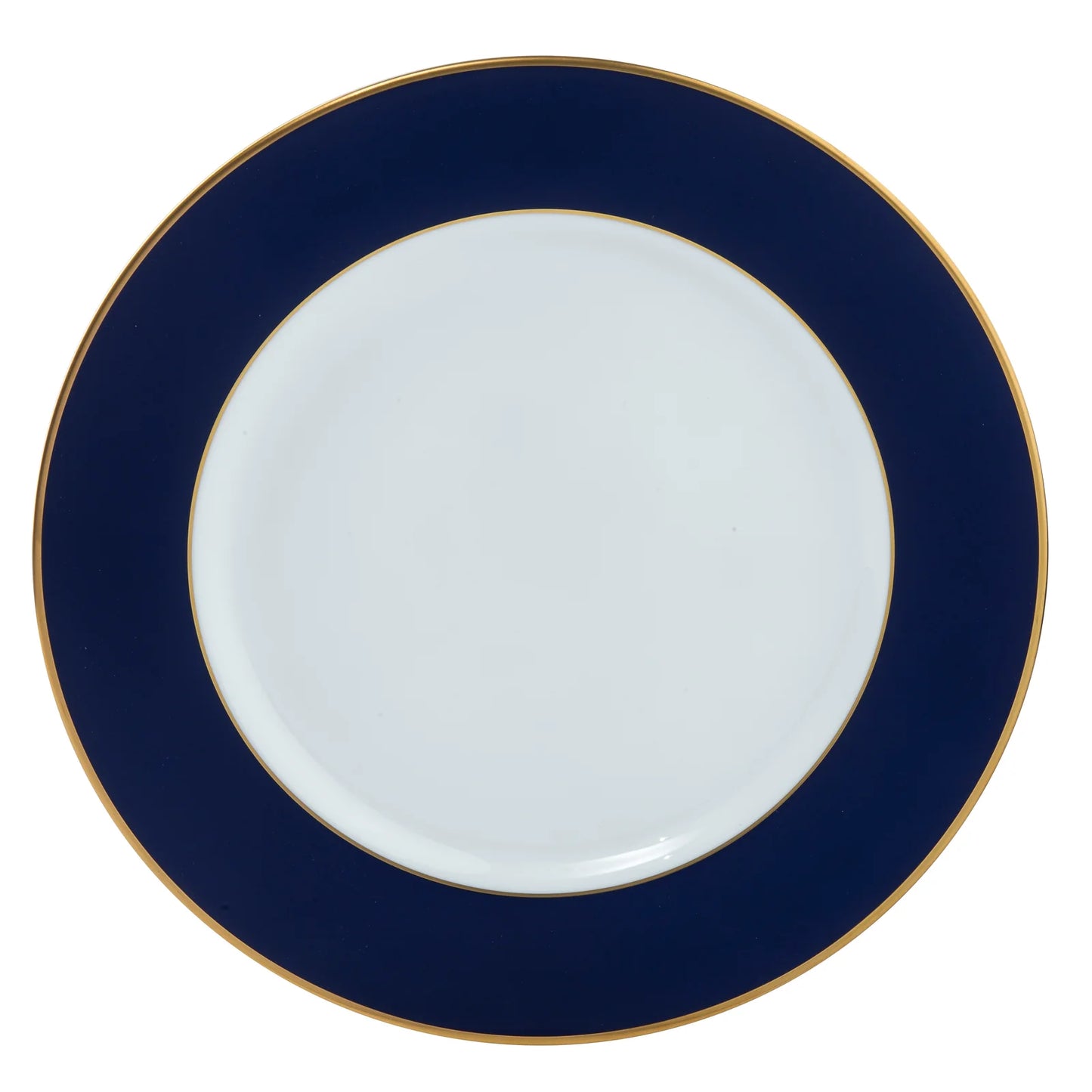 Color Charger Plate with Blue Band and Gold Rim (White Body)