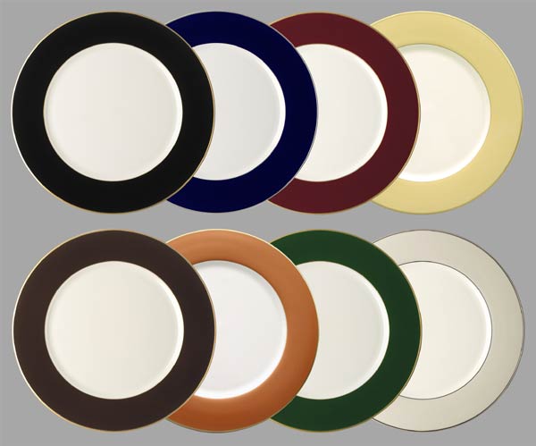 Color Charger Plate with Blue Band and Platinum Rim (White Body)