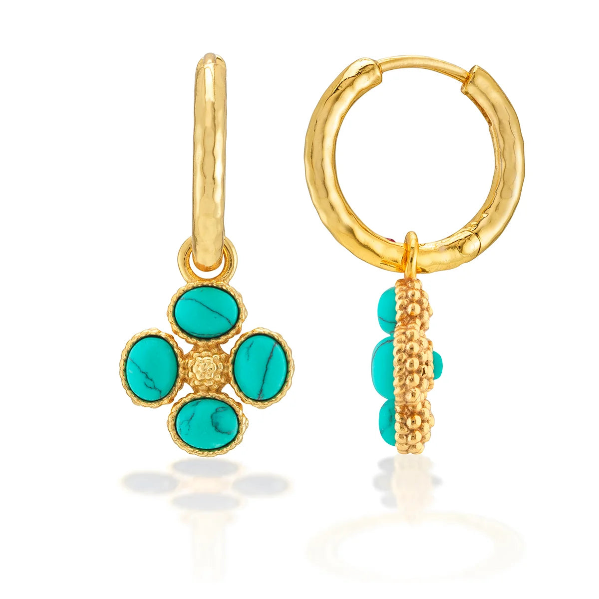 Berry Clover Hoop Earrings with Double Sided Charm