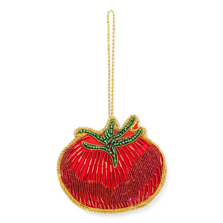 Larissa Plush Tomato Beaded Fabric Ornament