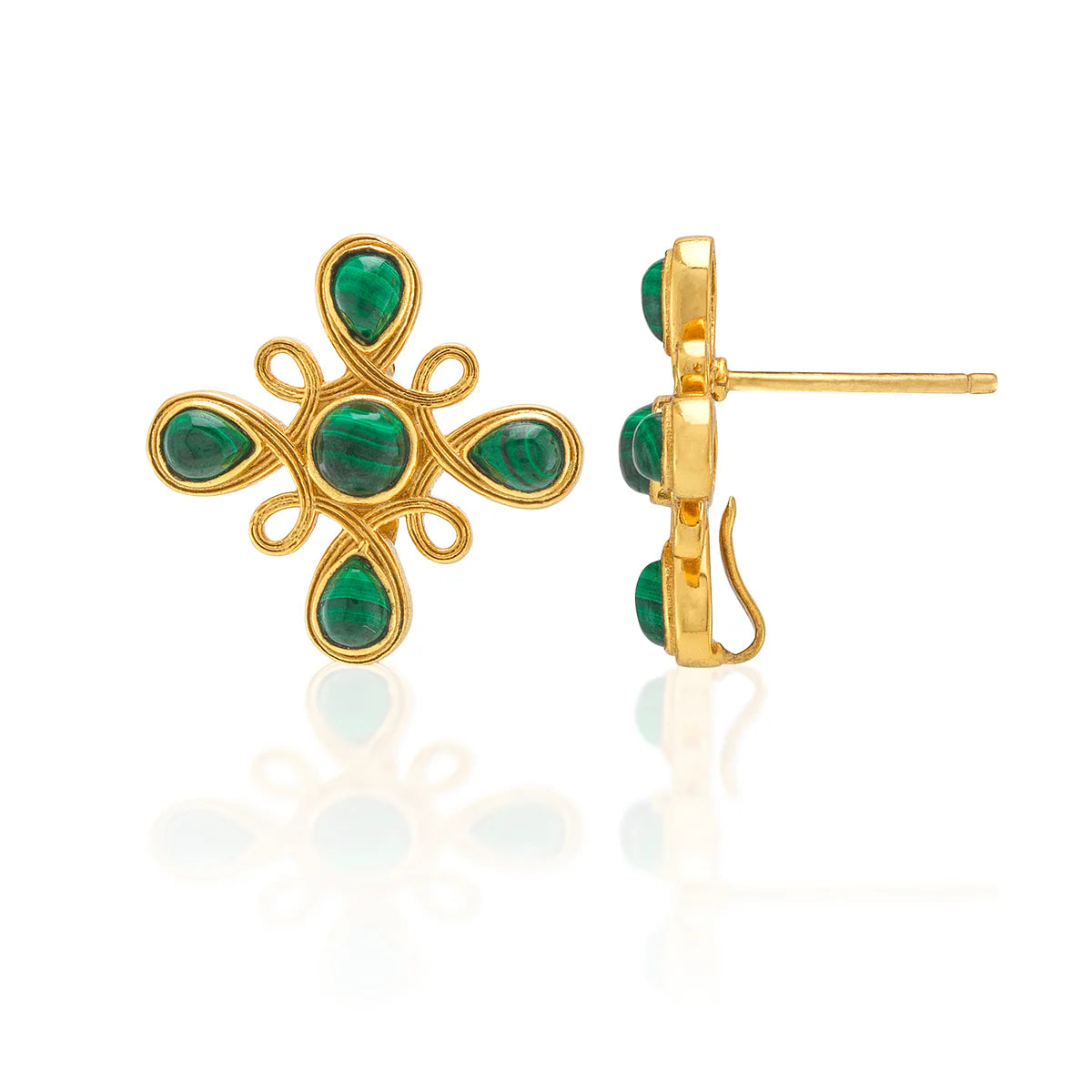 Monique Gem Double Drop Earrings - Malachite