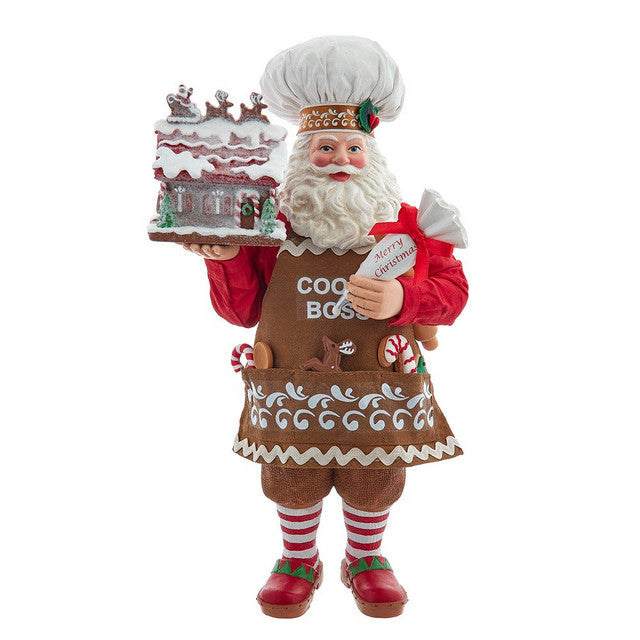 Chef Santa Decorating Gingerbread House