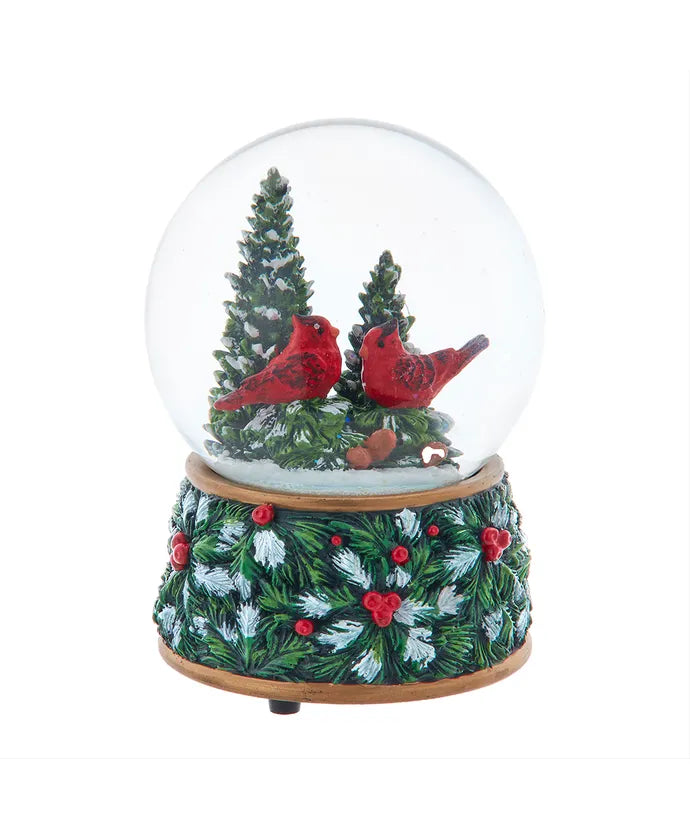 Christmas Tree With Cardinals Water Globe