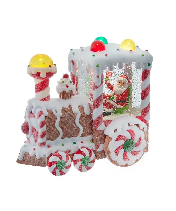 7.5" Battery Operated USB LED Lighted Santa Train Lantern With Spinning Glitter Water