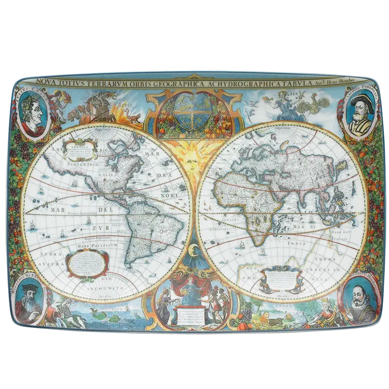 World Map Hondius Rectangular Tray