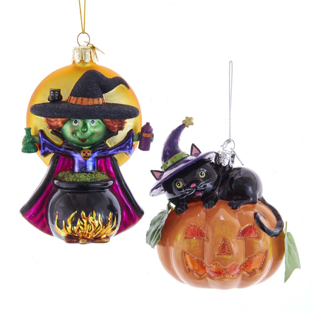 Noble Gems™ Witch and Pumpkin Glass Ornaments