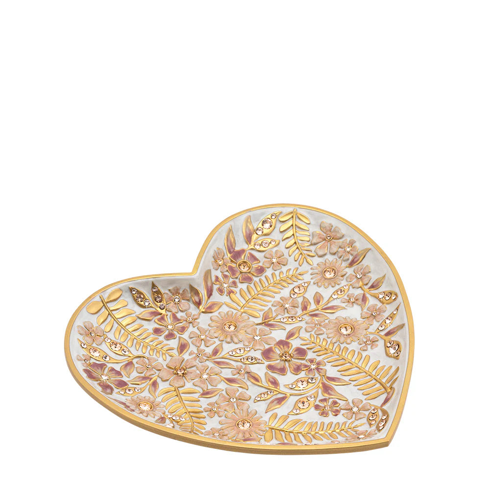 Aria Floral Heart Trinket Tray Boudoir Pink