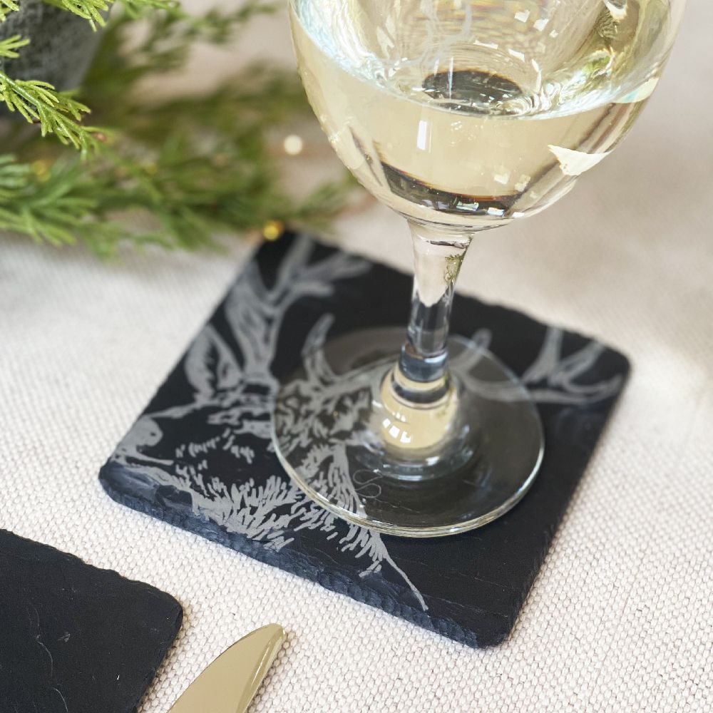 4 Stag Slate Coasters
