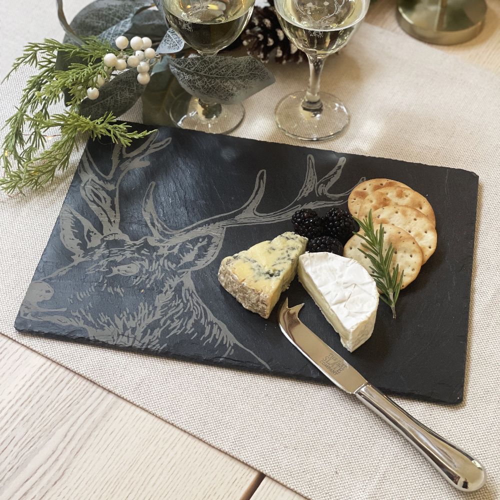 Stag Slate Cheese Board and Knife Set