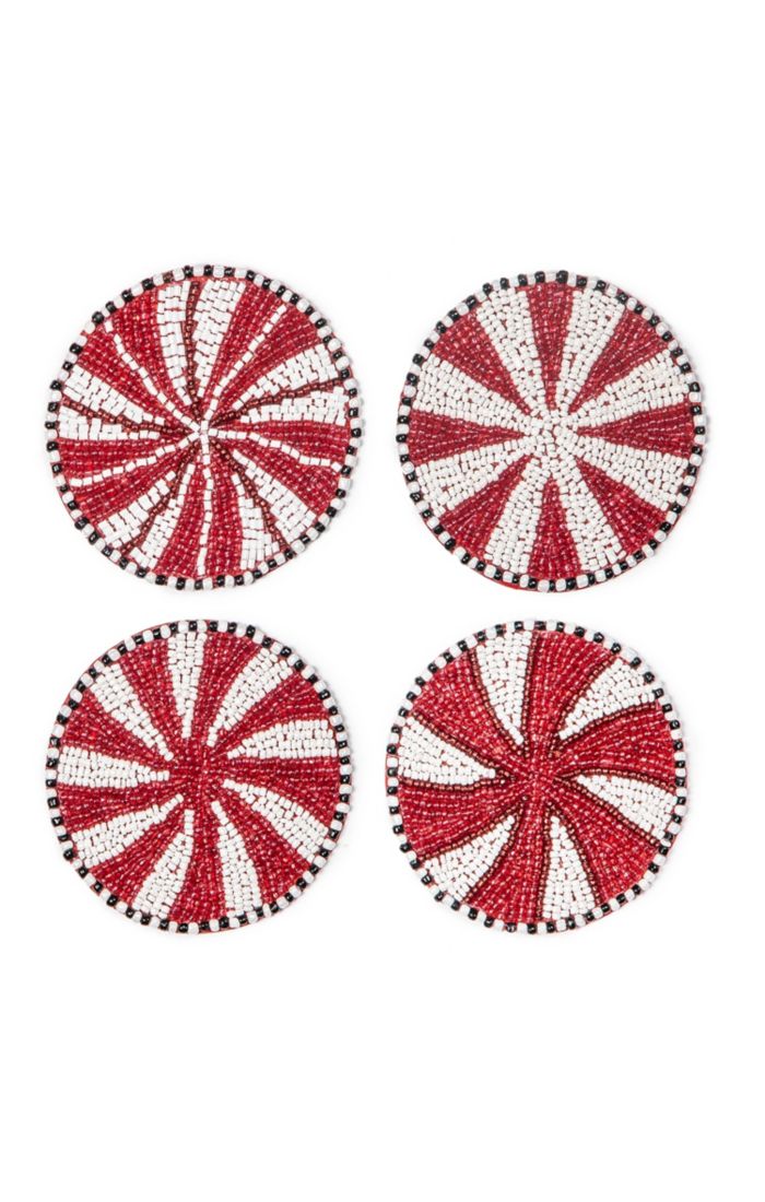 Peppermint Beaded Coaster Set of 4