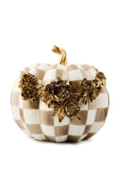 Mocha Check Floral Garland Pumpkin